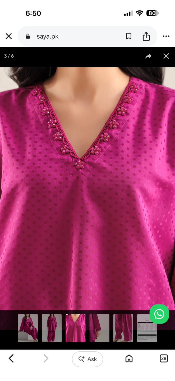 Saya Pink Jacquard Stitched 2 Piece Shirt/Trouser Set - photo 3