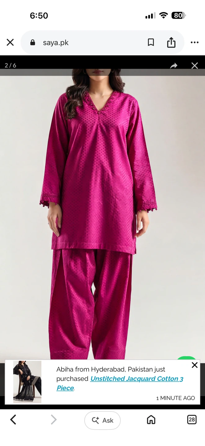 Saya Pink Jacquard Stitched 2 Piece Shirt/Trouser Set - photo 5