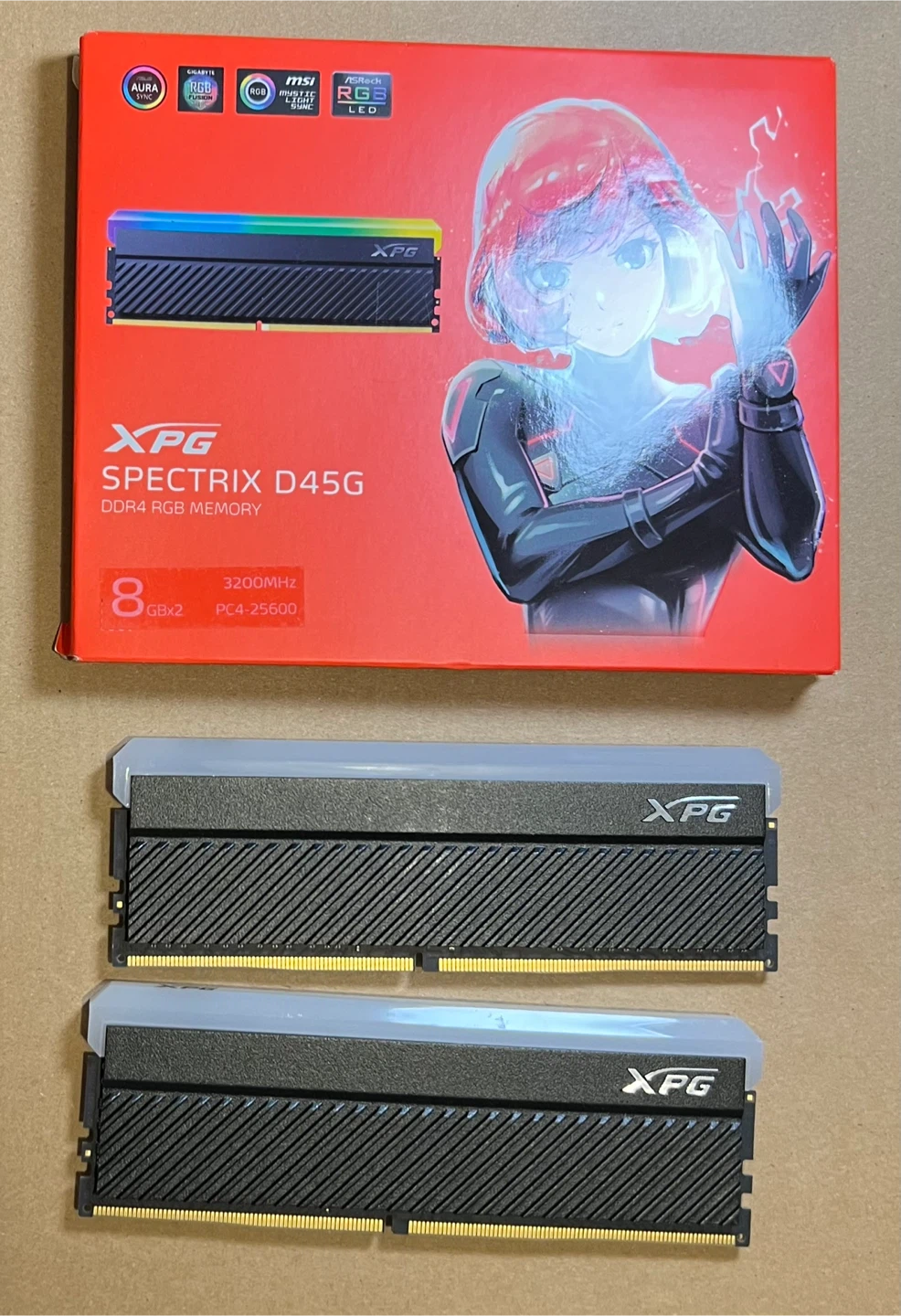 XPG SPECTRIX D45G DDR4 RGB Memory 16GB (2x8GB) 3200MHz