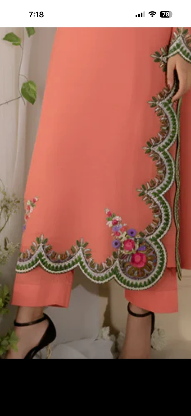 Silai Libas Linen Kurta Set in Peach Pink - photo 2