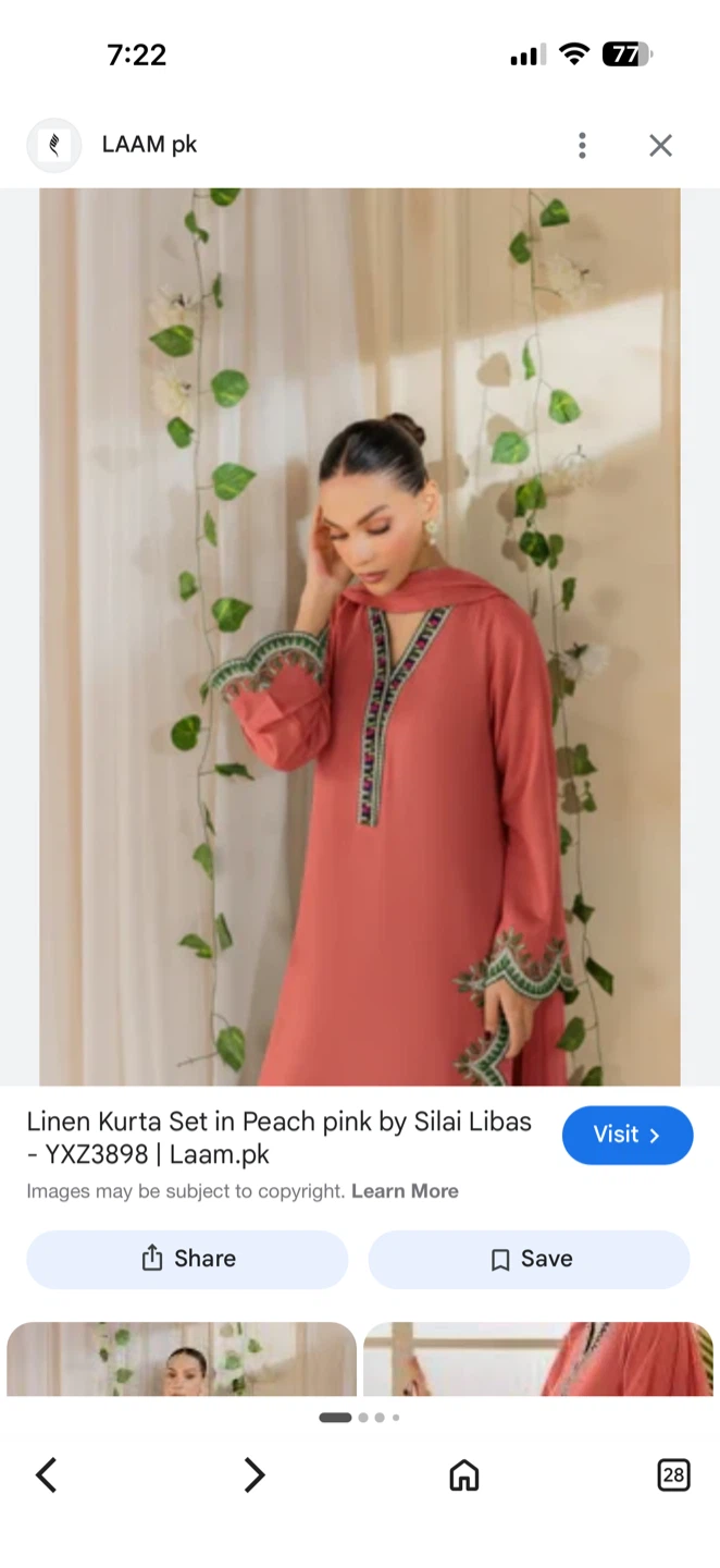 Silai Libas Linen Kurta Set in Peach Pink - photo 3