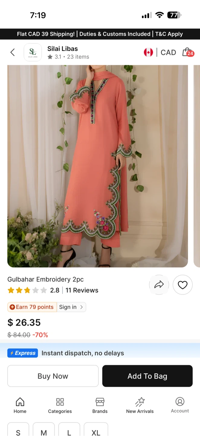 Silai Libas Linen Kurta Set in Peach Pink - photo 4