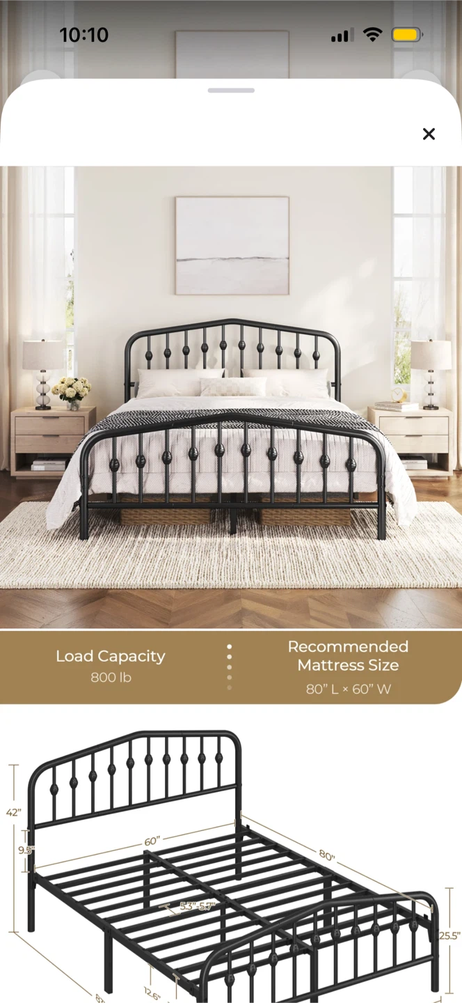 Black Metal Full Size Bed Frame - photo 2