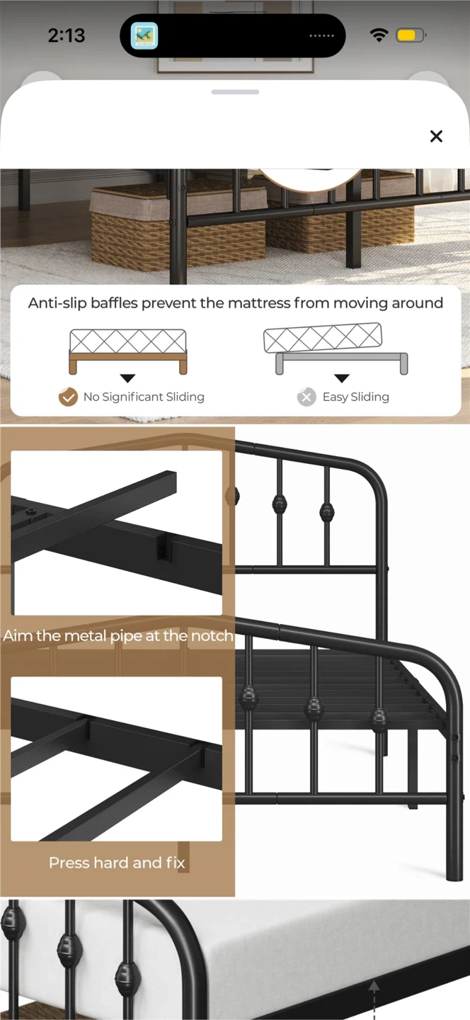 Black Metal Full Size Bed Frame - photo 4