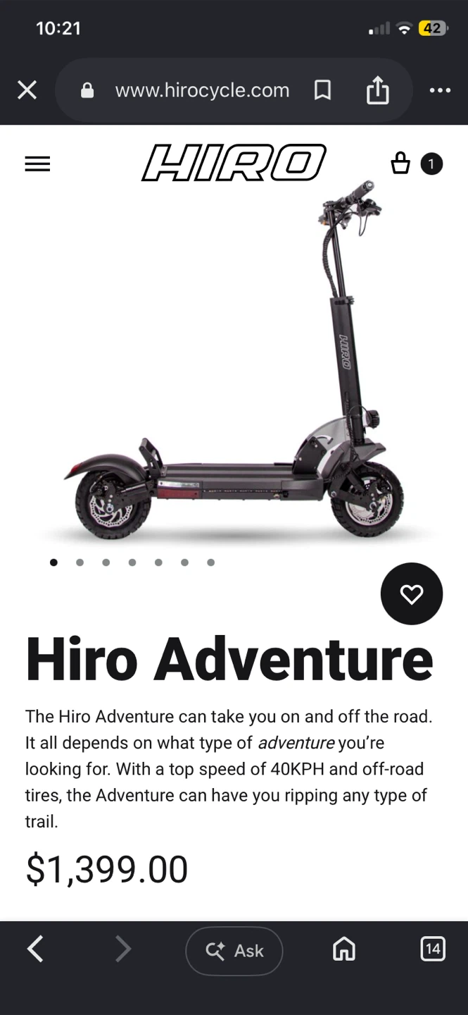 Hiro Adventure Electric Scooter