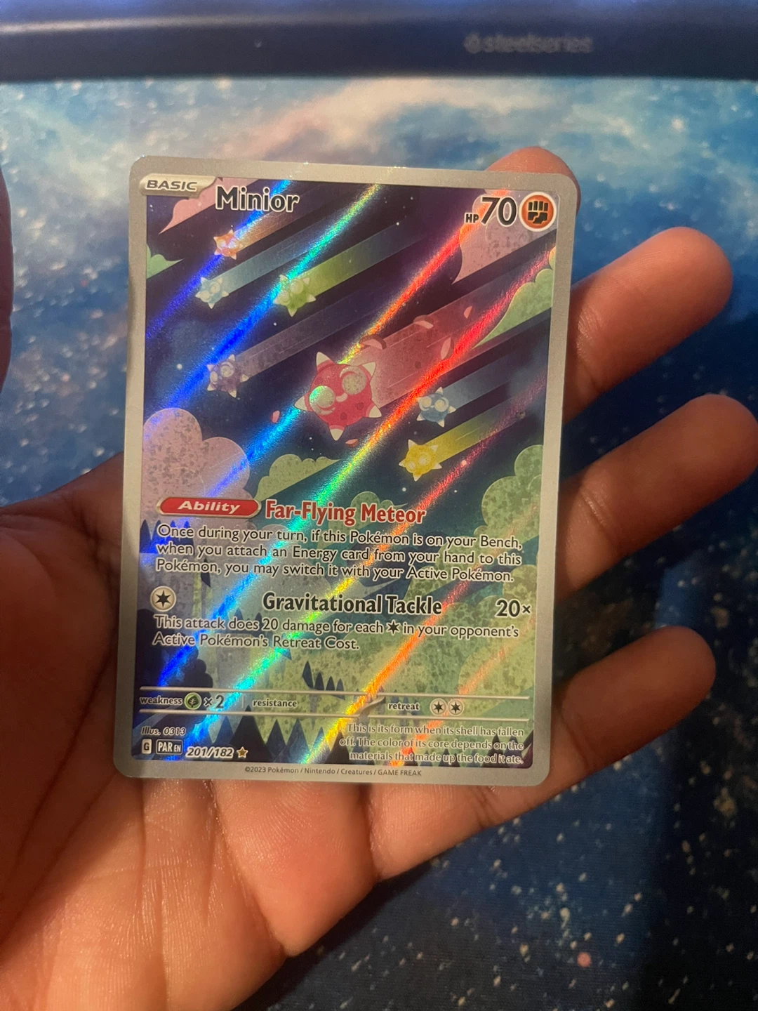 Pokemon Minior "Far-Flying Meteor" Card slight bend