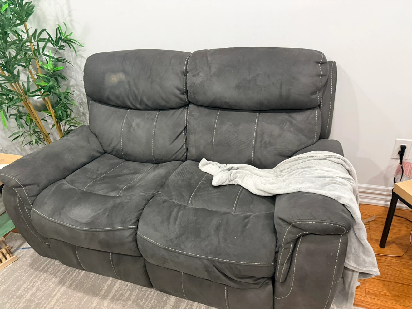Dark Grey Reclining Loveseat