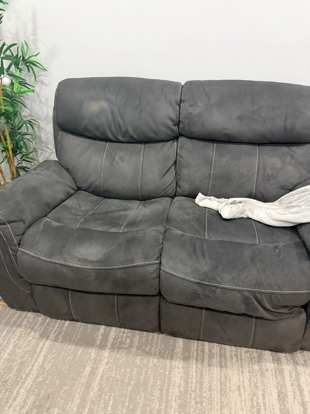 Dark Grey Reclining Loveseat - photo 2