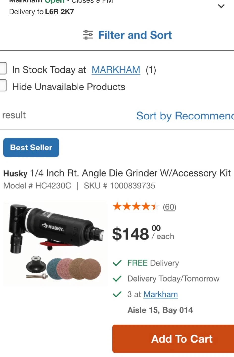 Husky 1/4 Inch Angle Die Grinder with Accessory Kit - photo 2