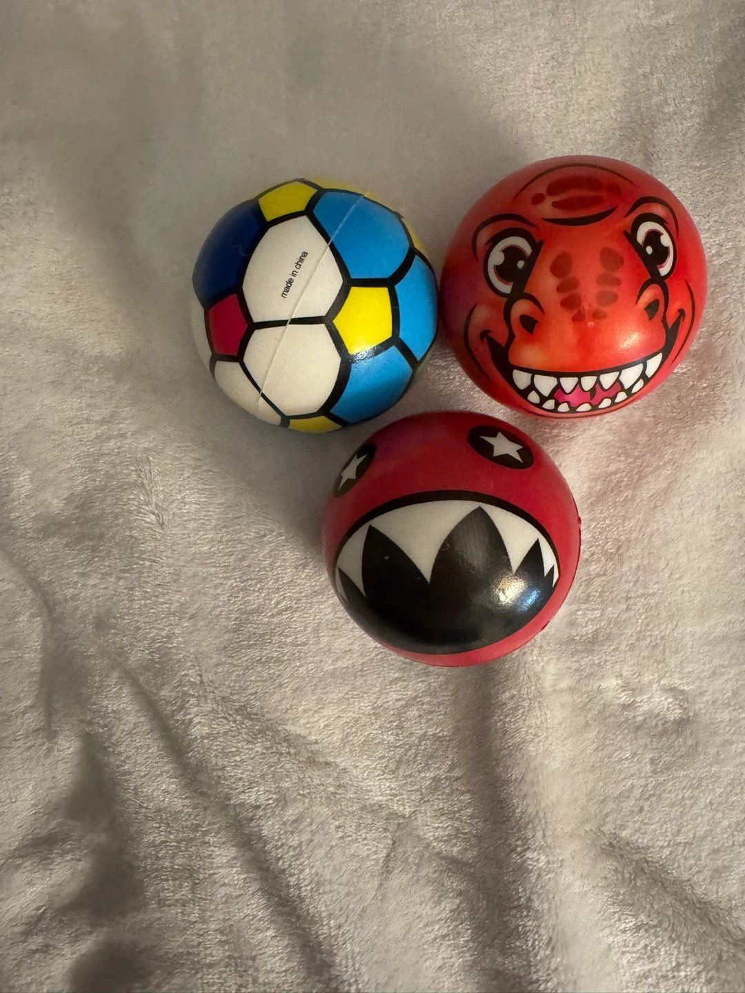 Set of 3 Stress Balls - Soccer, Dinosaur, Monster