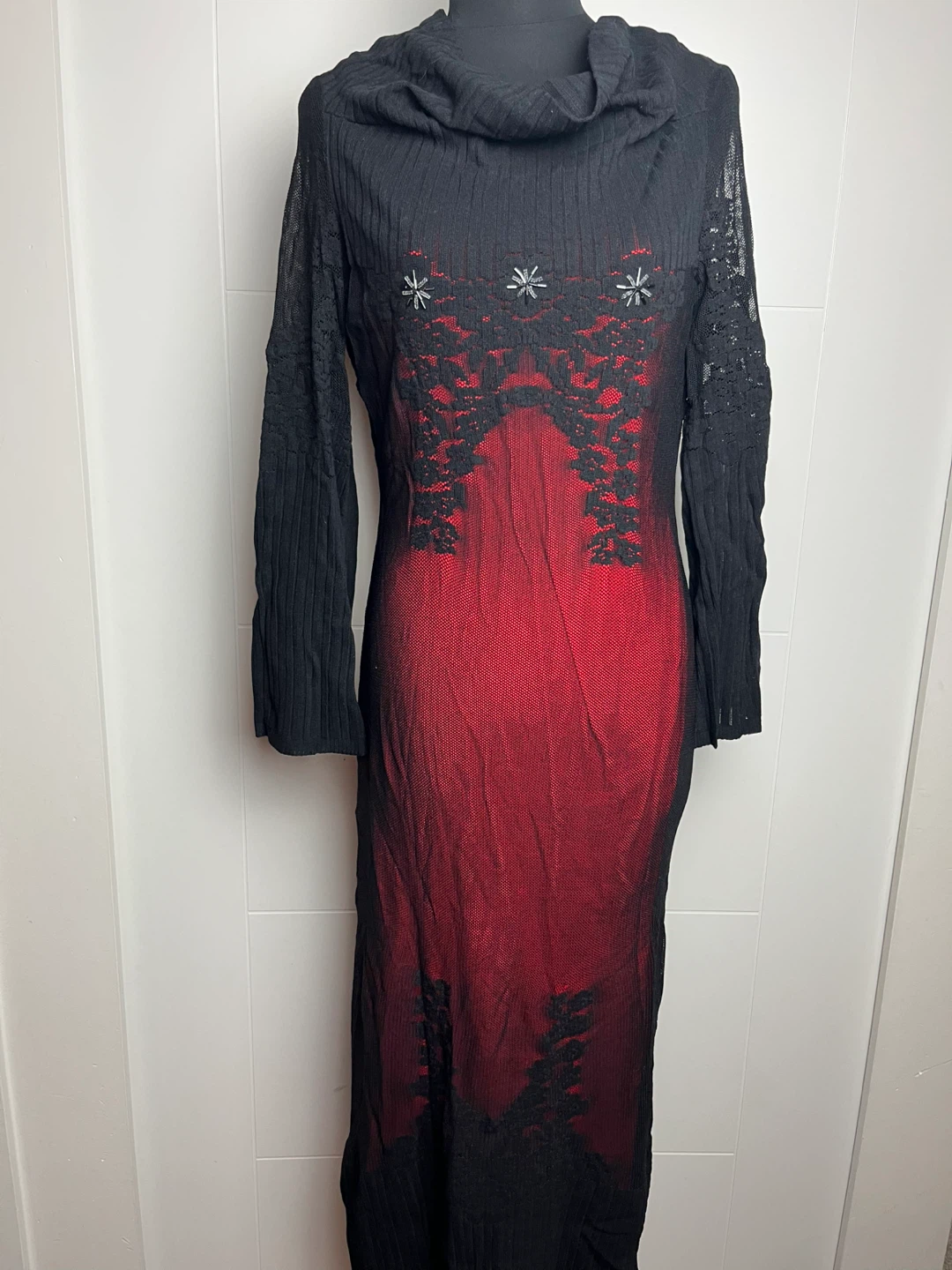 Friendly Black & Red Lace Dress Size XS/S