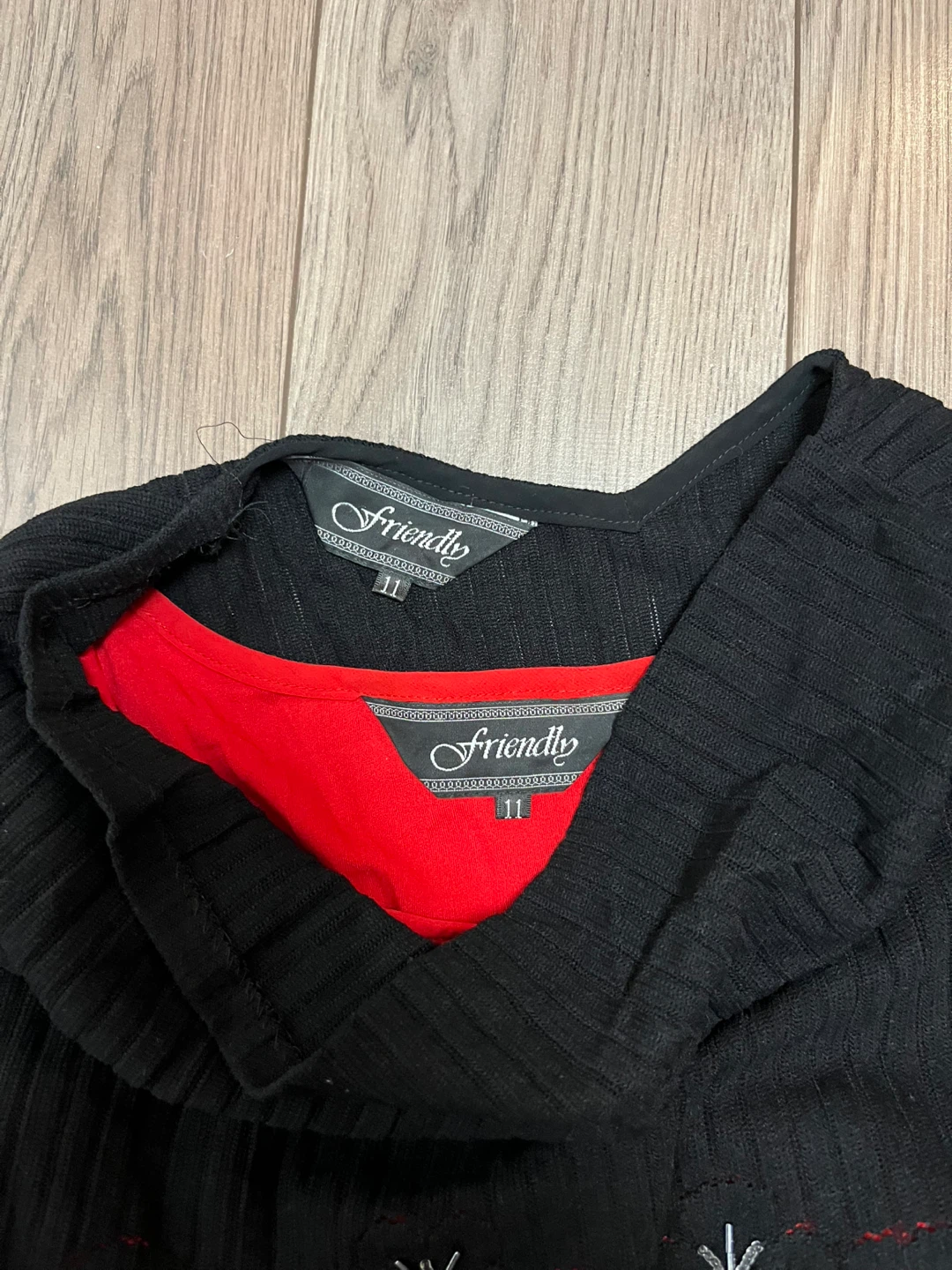 Friendly Black & Red Lace Dress Size XS/S - photo 4