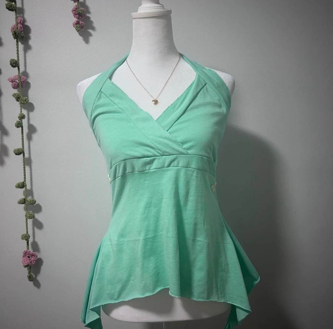 Teal halter babydoll top