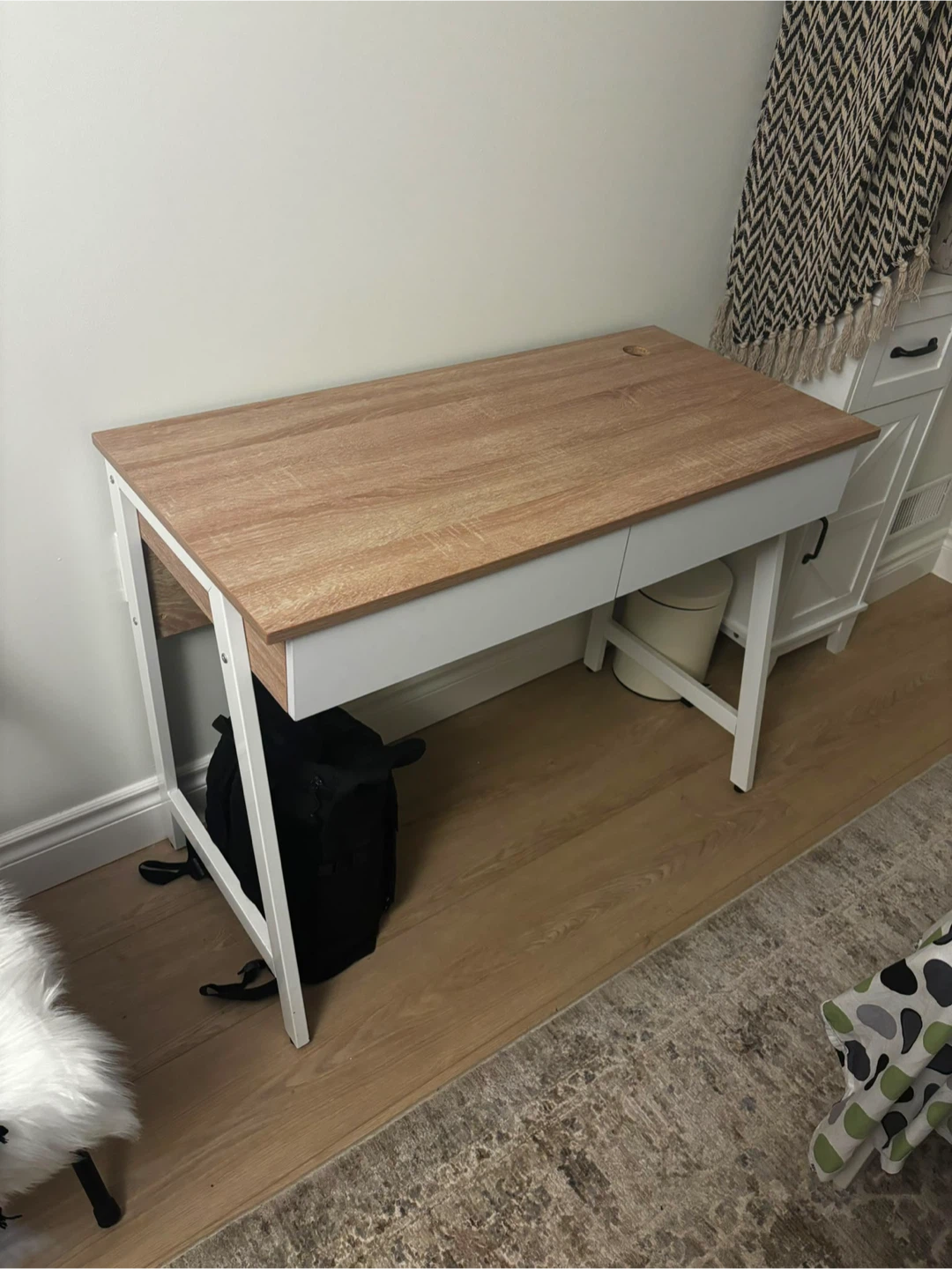 Light Wood Top Desk with White Drawers - photo 2