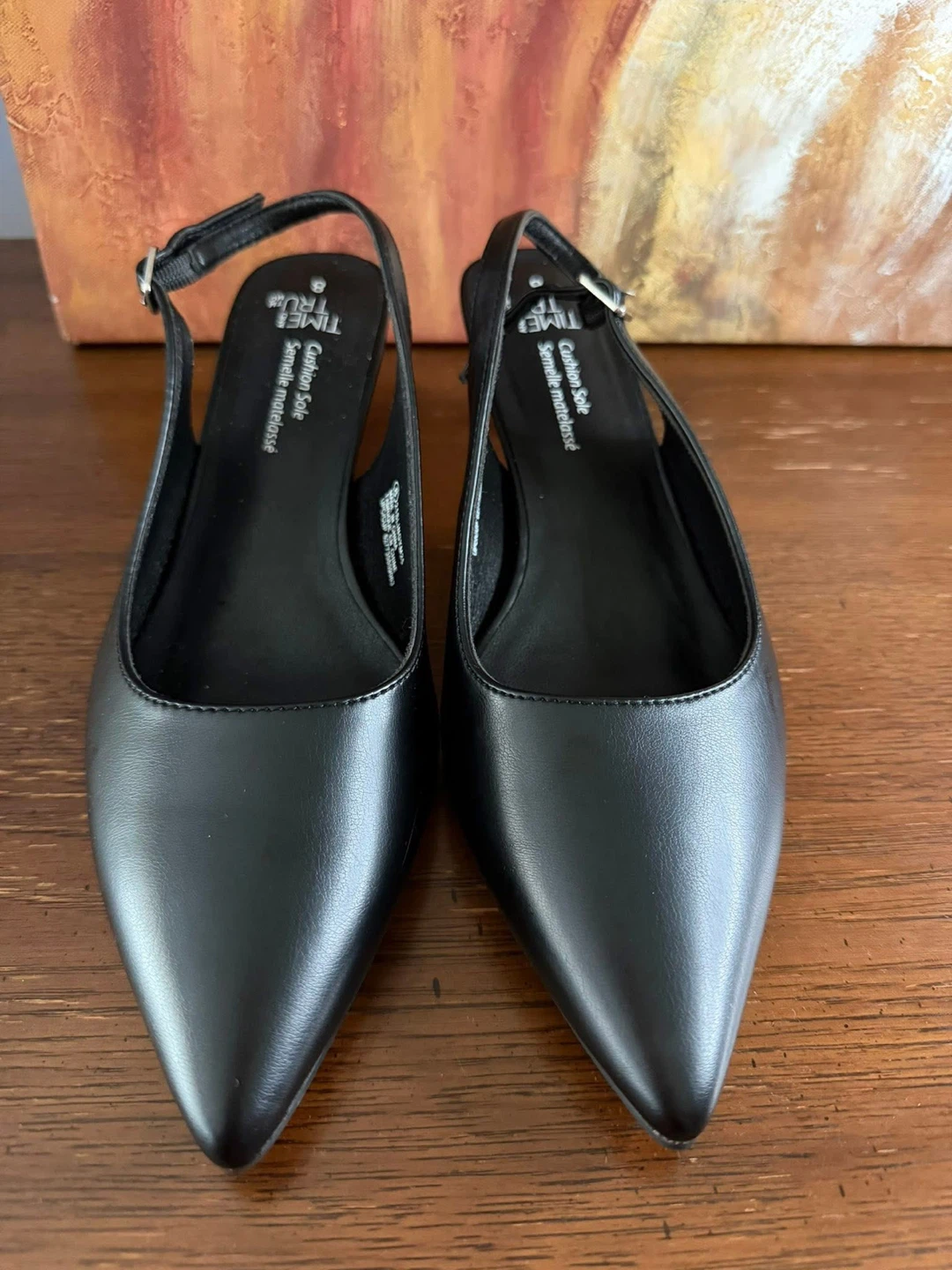 Time and Tru Black Slingback Flats