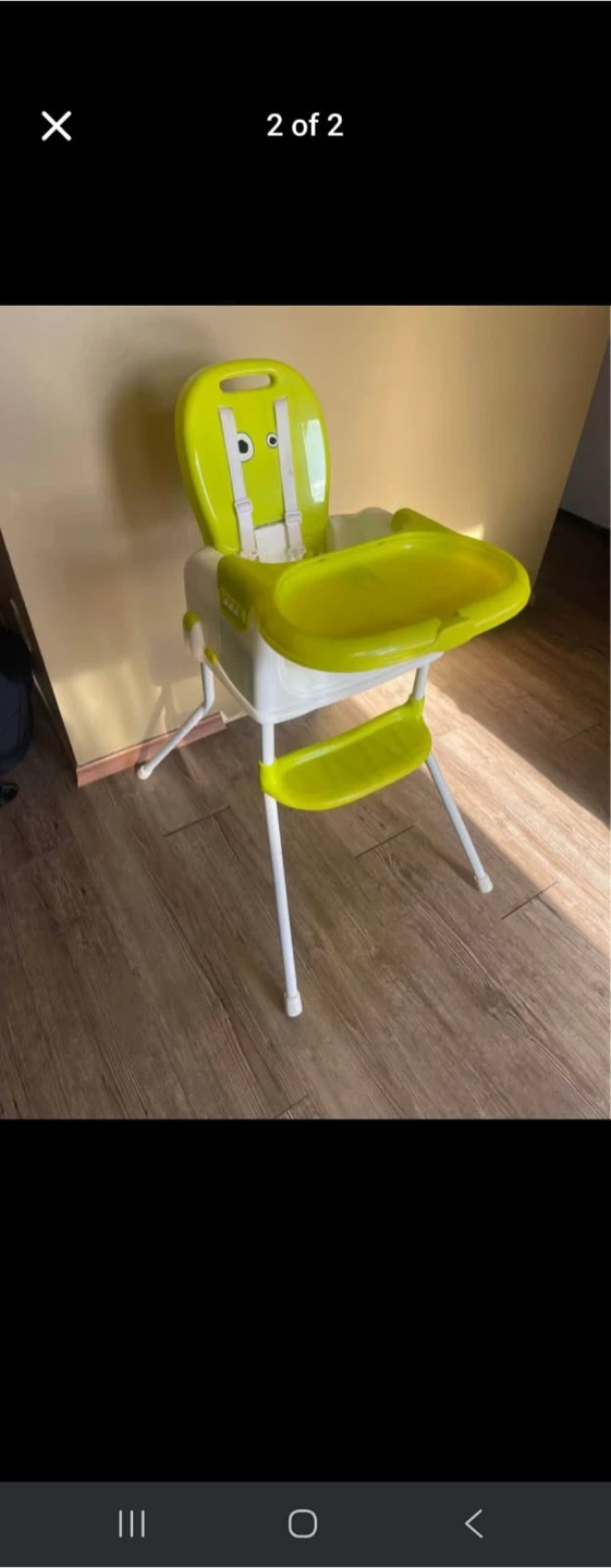 Green and White Baby High Chair