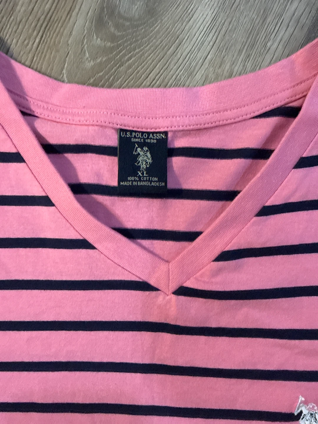 U.S. Polo Assn. Pink Striped V-Neck T-Shirt XL - photo 2