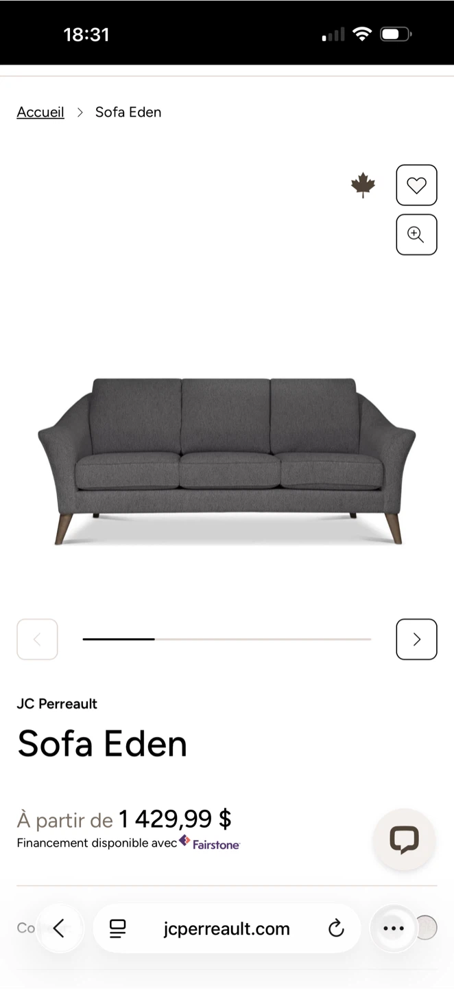 Sofa Eden 3 places bleu