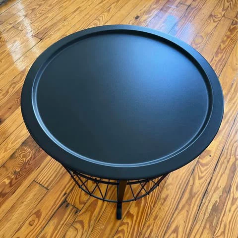 Black Round Tray Top Storage Table