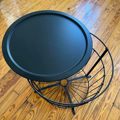 Black Round Tray Top Storage Table - photo 2