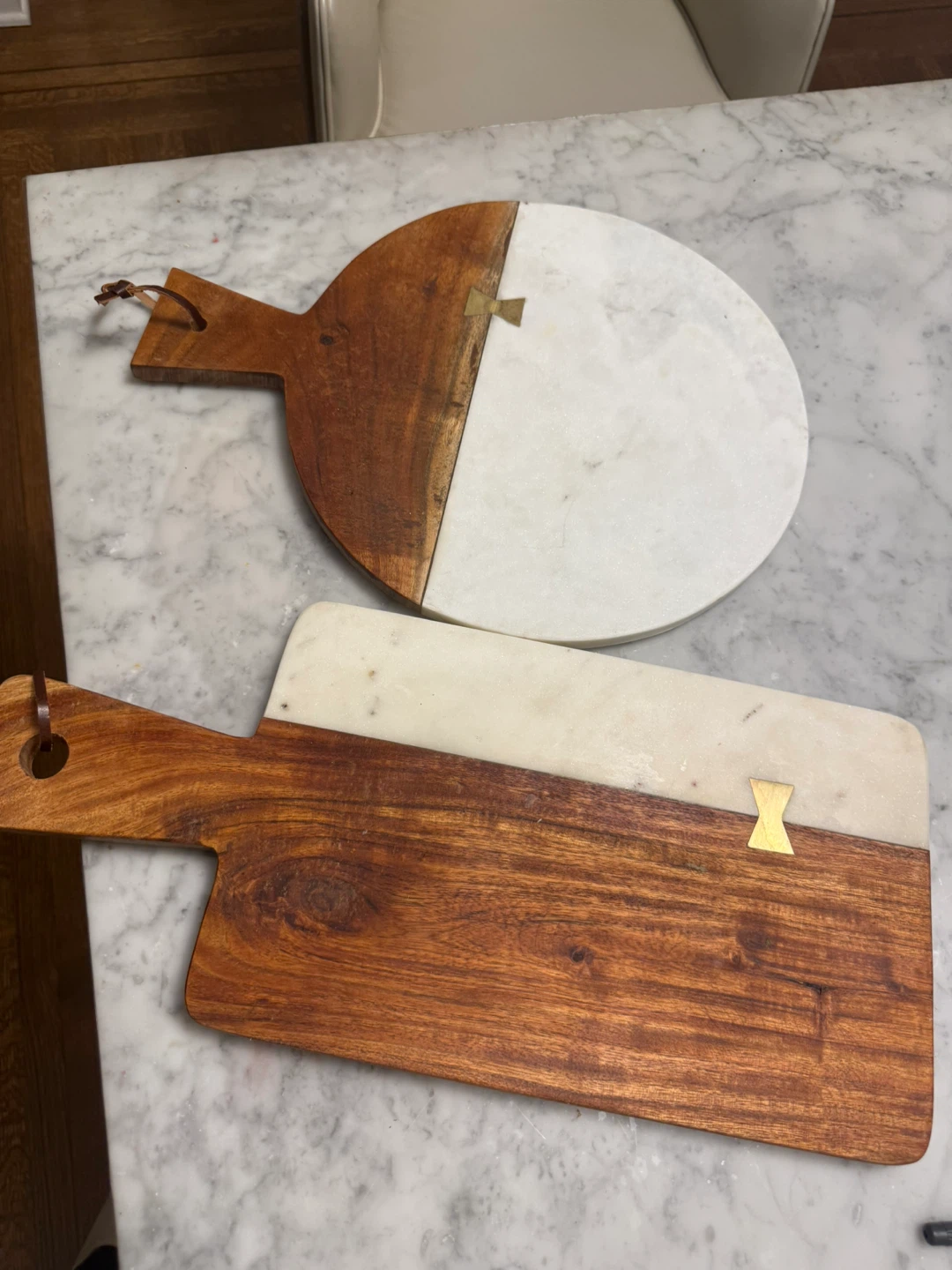 Wooden and Marble Cheese Boards - Set of 2
