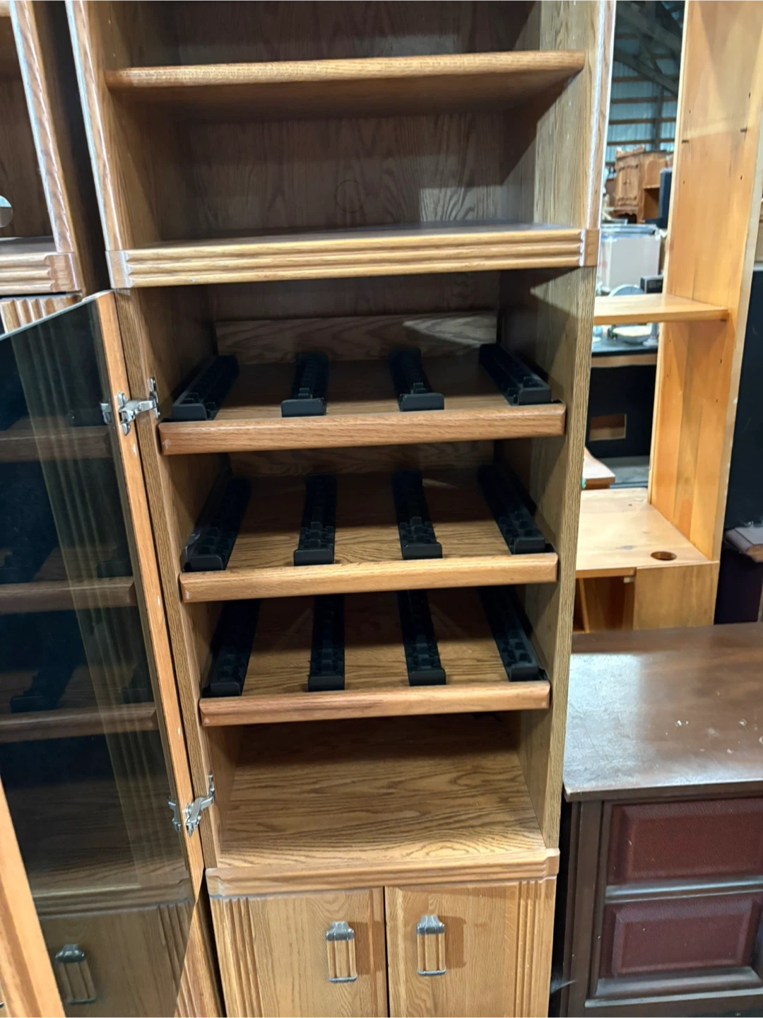 Wooden Media Console with Glass Doors - photo 2