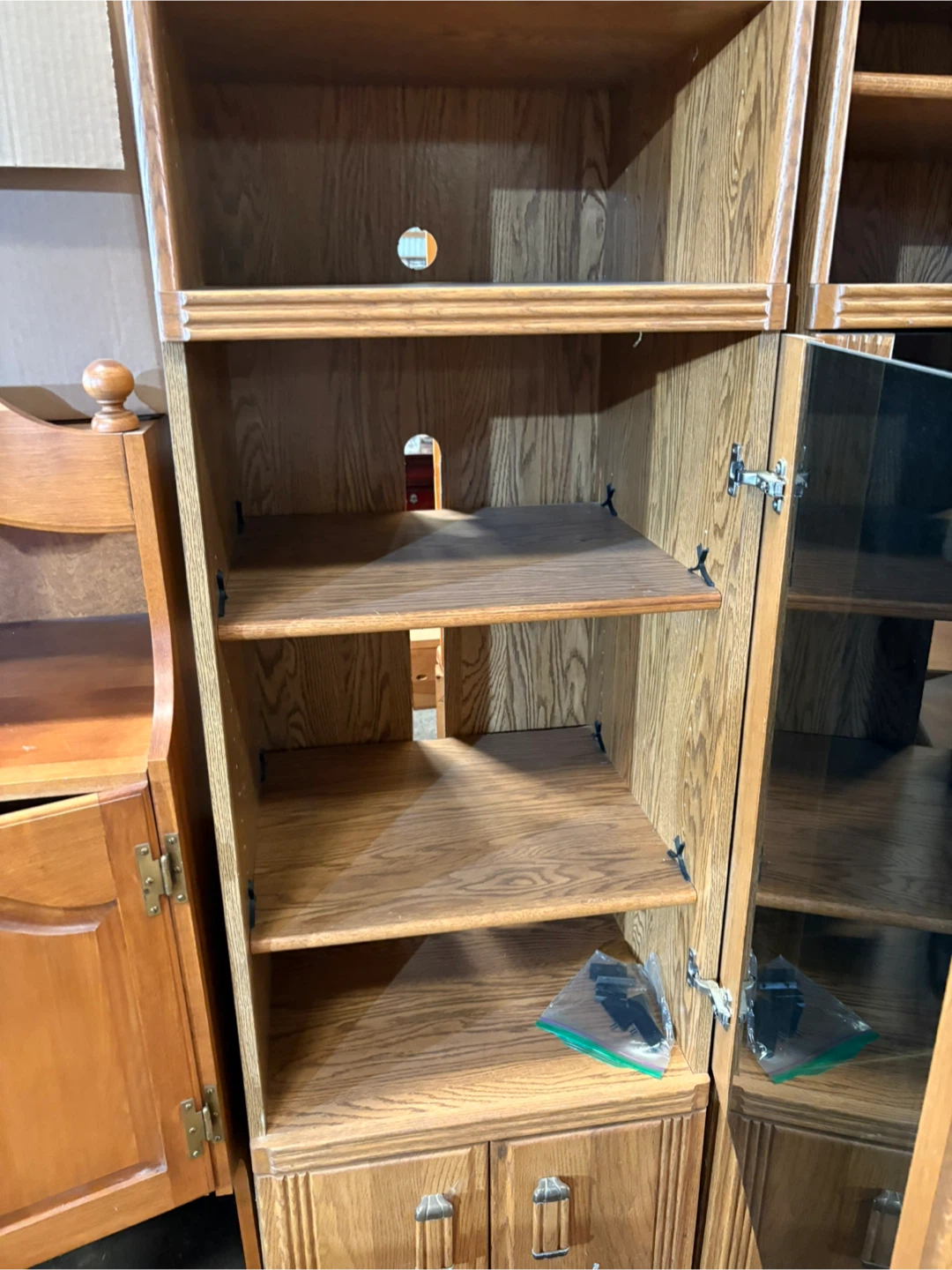 Wooden Media Console with Glass Doors - photo 3