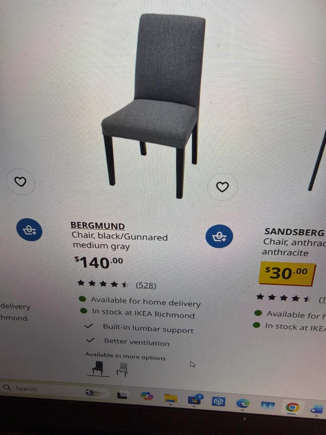IKEA BERGMUND Chair - Black/Gunna. med grey - photo 2