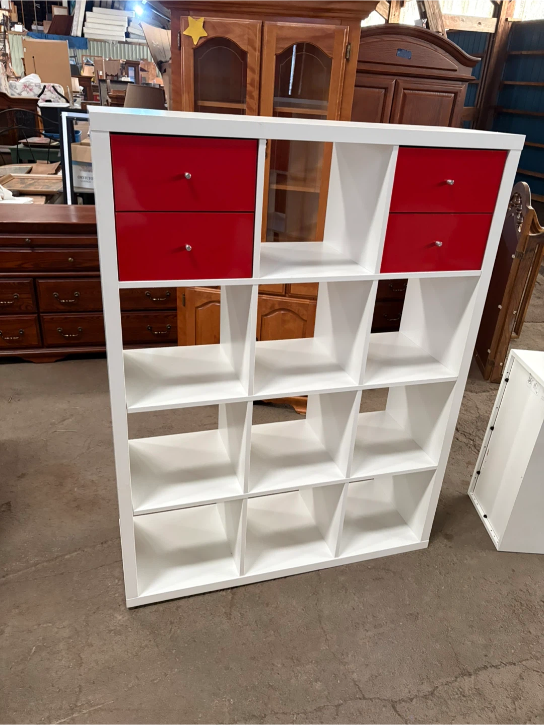 White Shelf Unit with 4 Red Drawers - photo 3