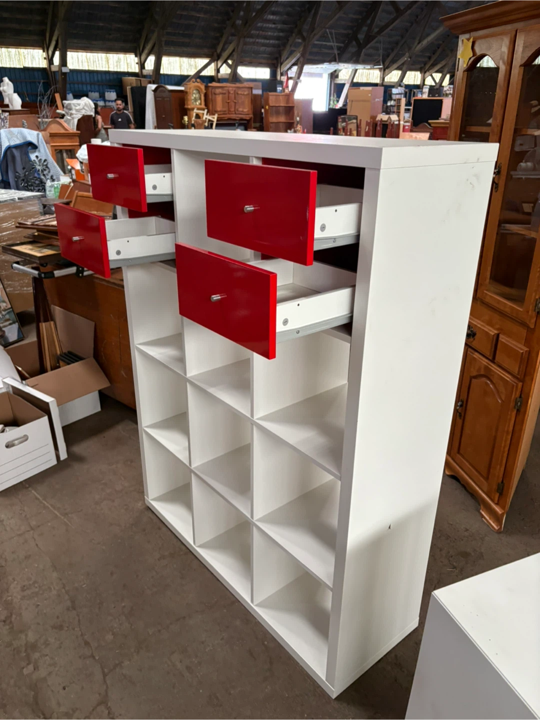 White Shelf Unit with 4 Red Drawers - photo 4