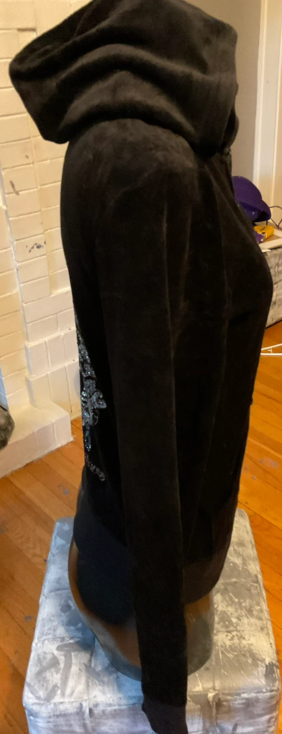 Vintage Y2K Juicy Couture Black Velour Hoodie - photo 3