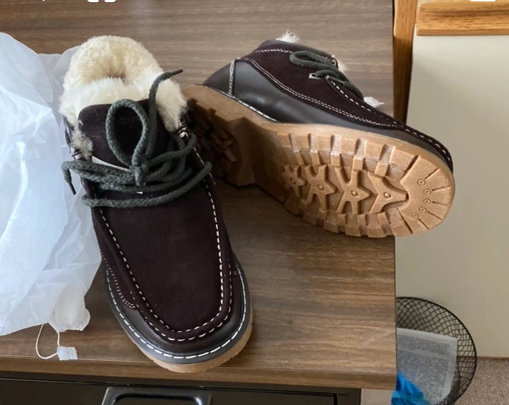Brown Suede Fur Lined Boots Size 9 - photo 2