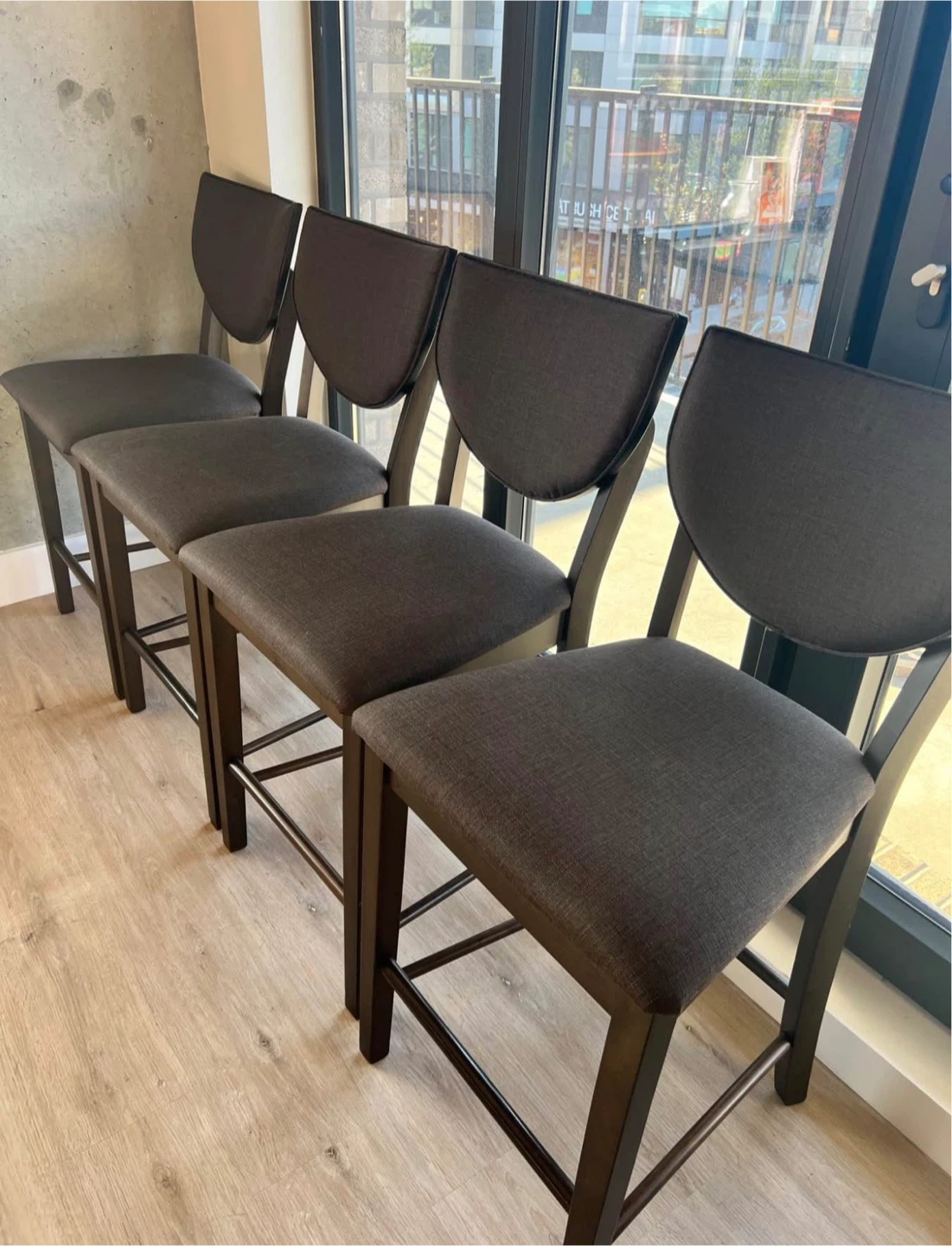 Round Wooden Dining Table with 4 Counter Height Chairs - photo 2
