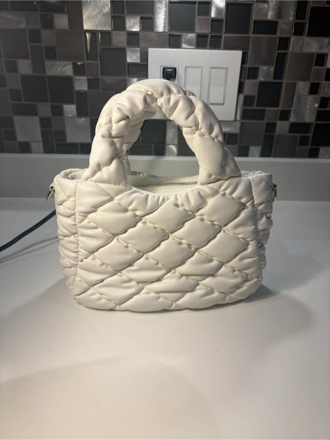 White Puffer Shoulder Bag