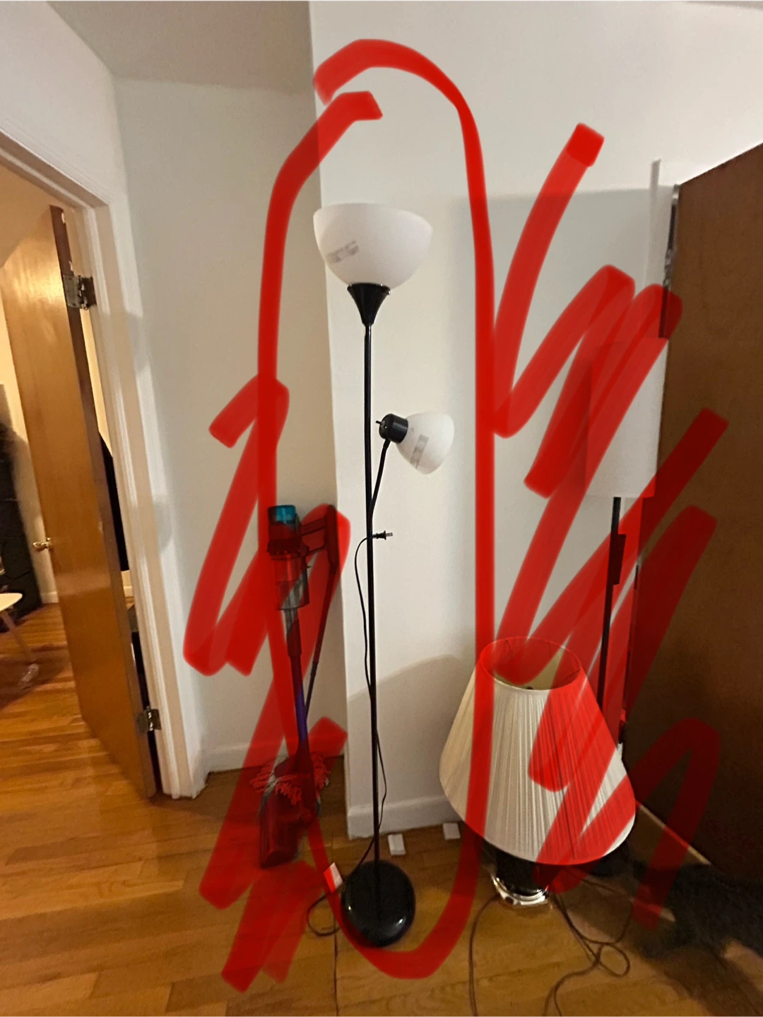 Black Floor Lamp with Adjustable Reading Light