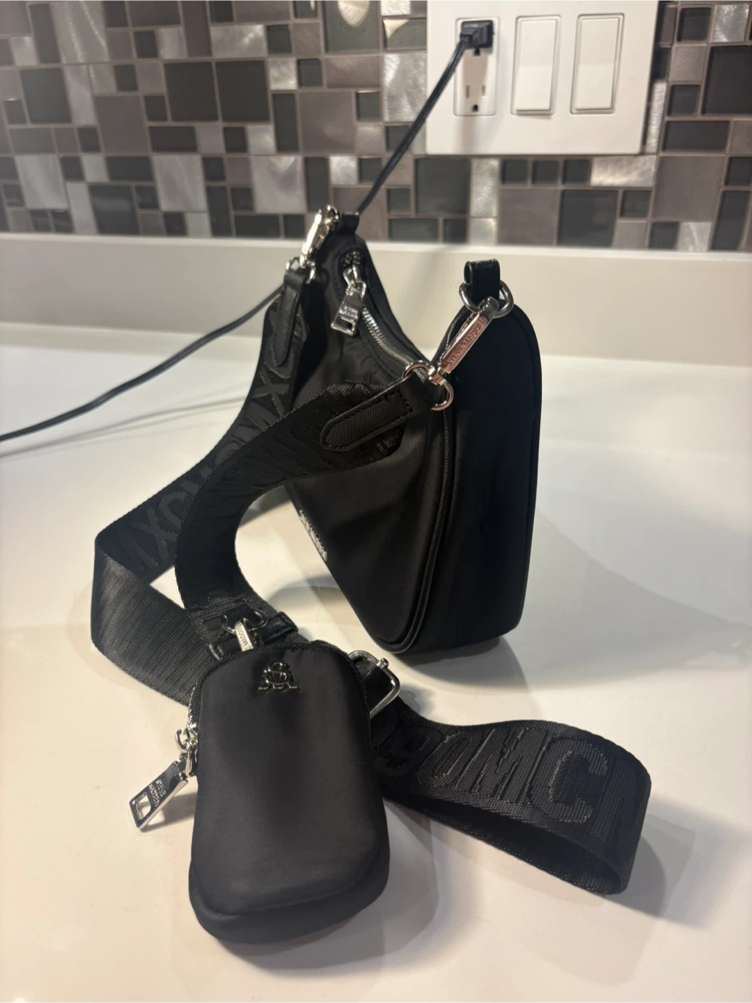 Steve Madden Black Nylon Shoulder Bag with Pouch - photo 2