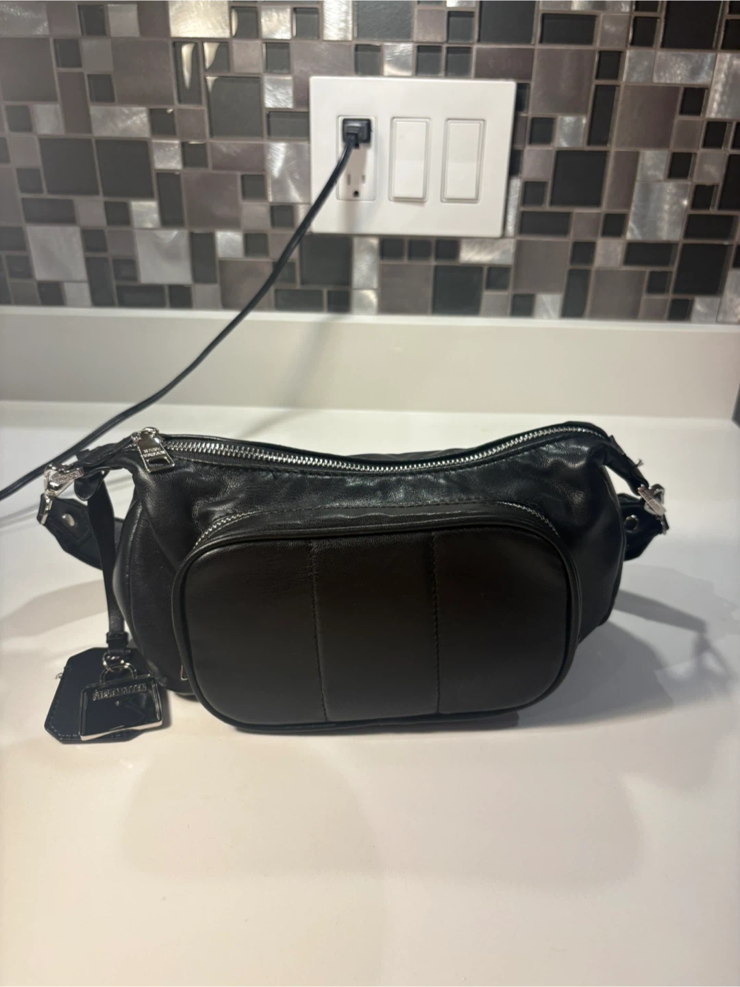 Steve Madden Black Leather Fanny Pack