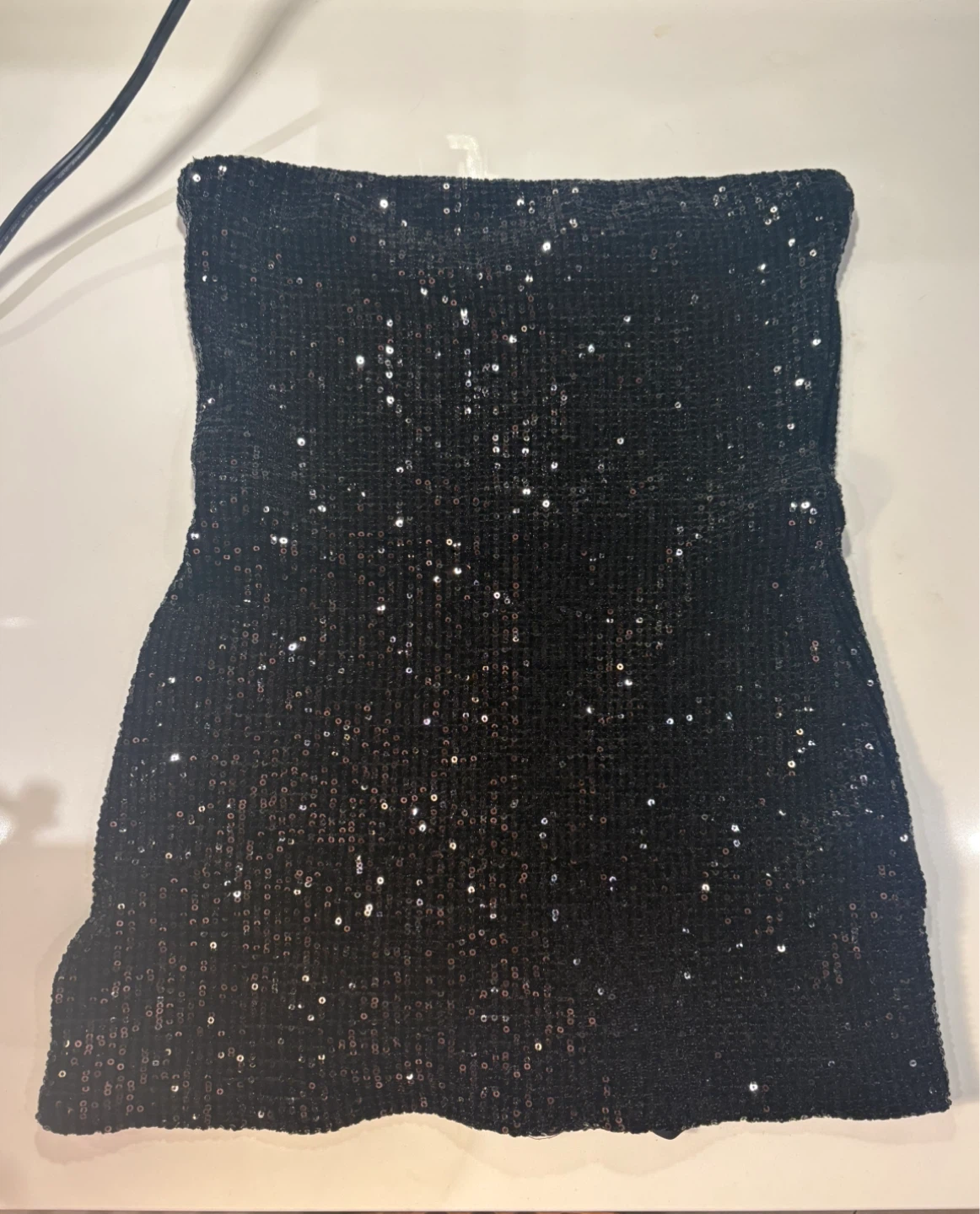 Windsor Black Sequin Strapless Romper