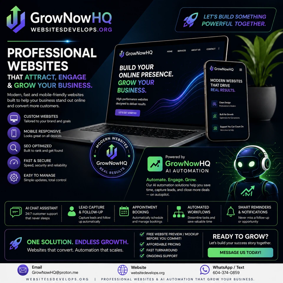GrowNowHQ | Websites & AI Automation for Businesses
