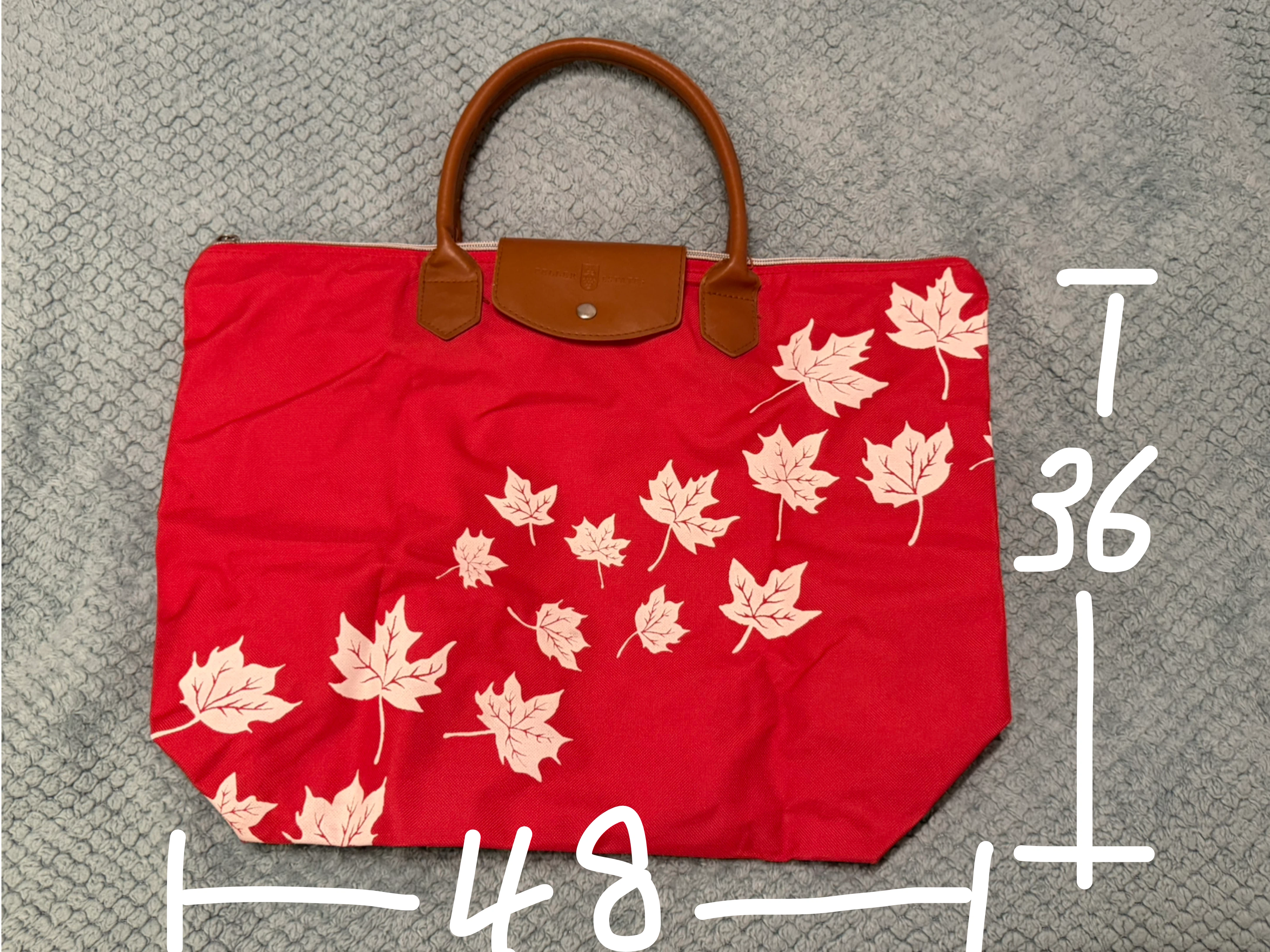 Red Tote Bag with Maple Leaf Design(48cm x36cm)