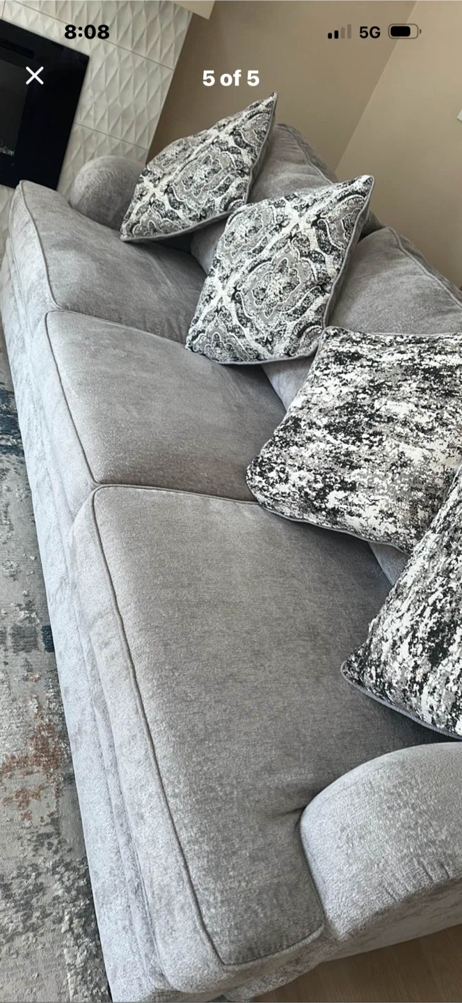 Grey Sofa with Accent Pillows