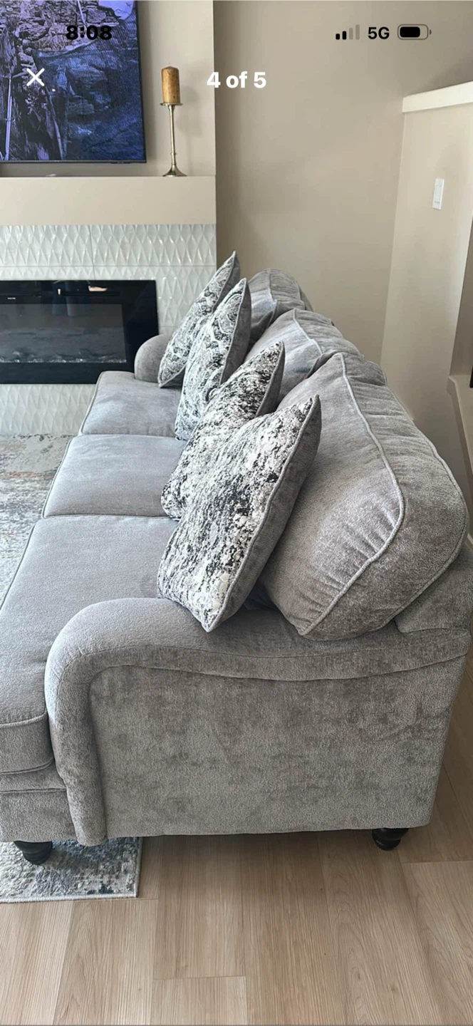 Grey Sofa with Accent Pillows - photo 2