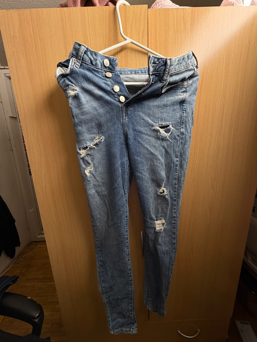 Women's Blue Distressed Denim Jeans