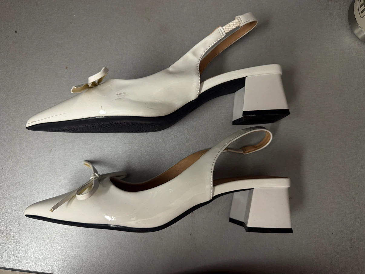 White Slingback Heels with Cute Bow Detail - photo 2