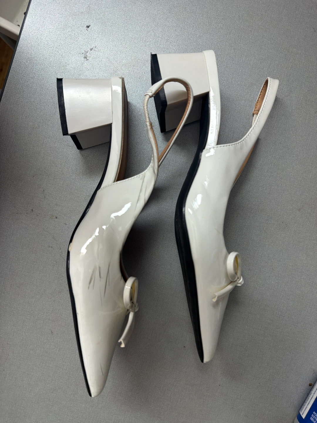 White Slingback Heels with Cute Bow Detail - photo 3