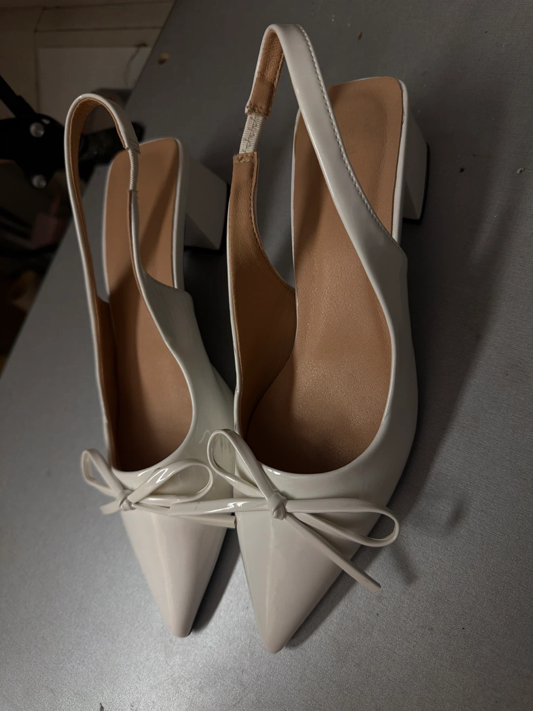 White Slingback Heels with Cute Bow Detail - photo 4