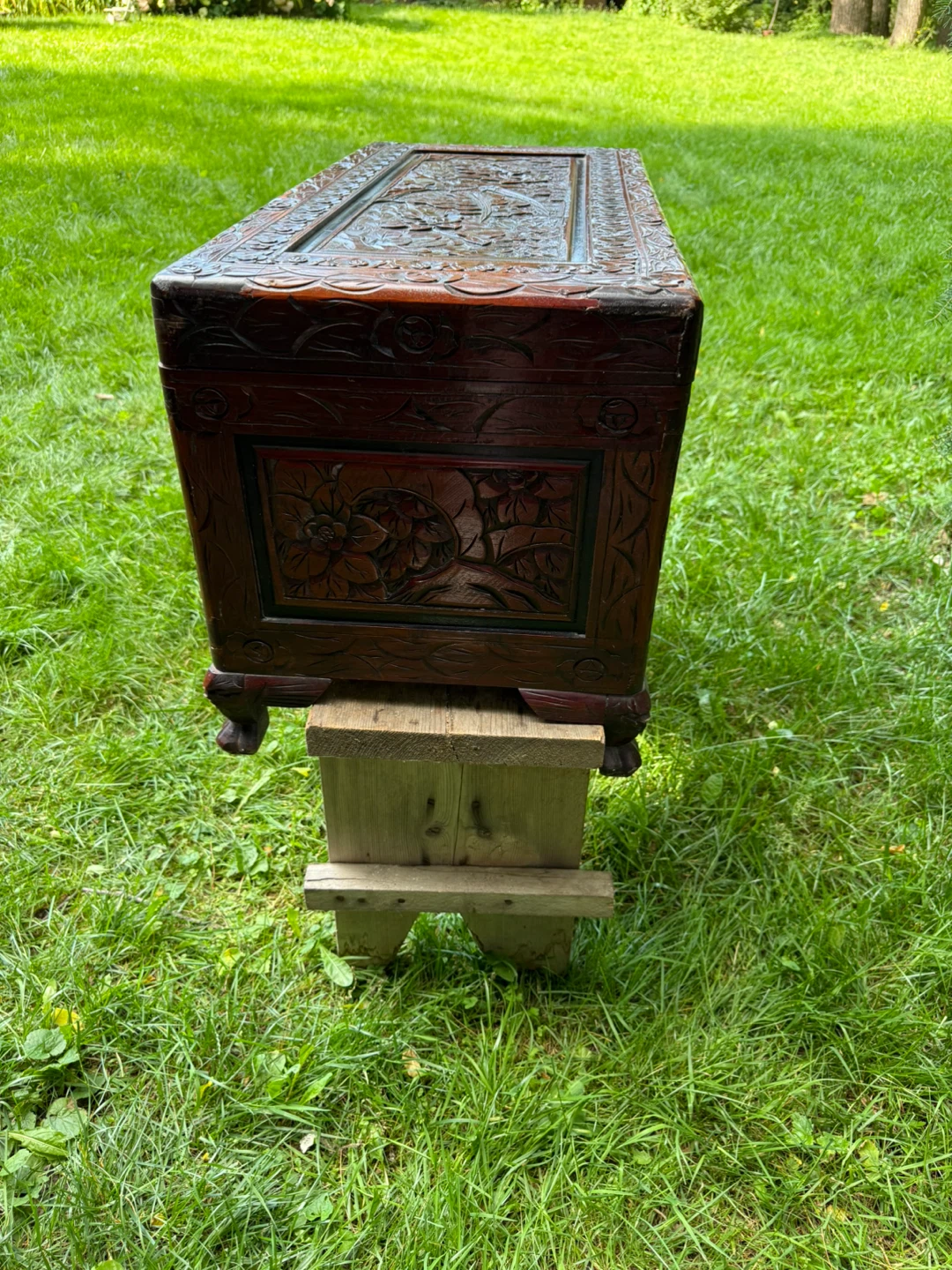 Vintage Hand-Carved Chinese Camphor Wood Chest - photo 3