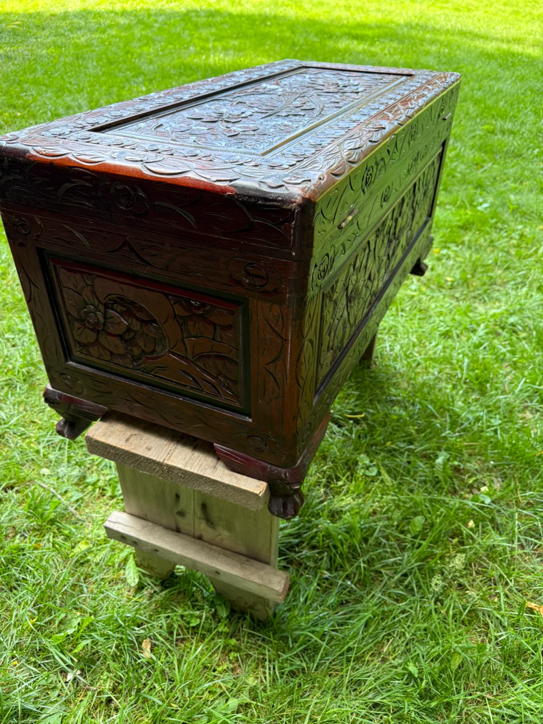 Vintage Hand-Carved Chinese Camphor Wood Chest - photo 4