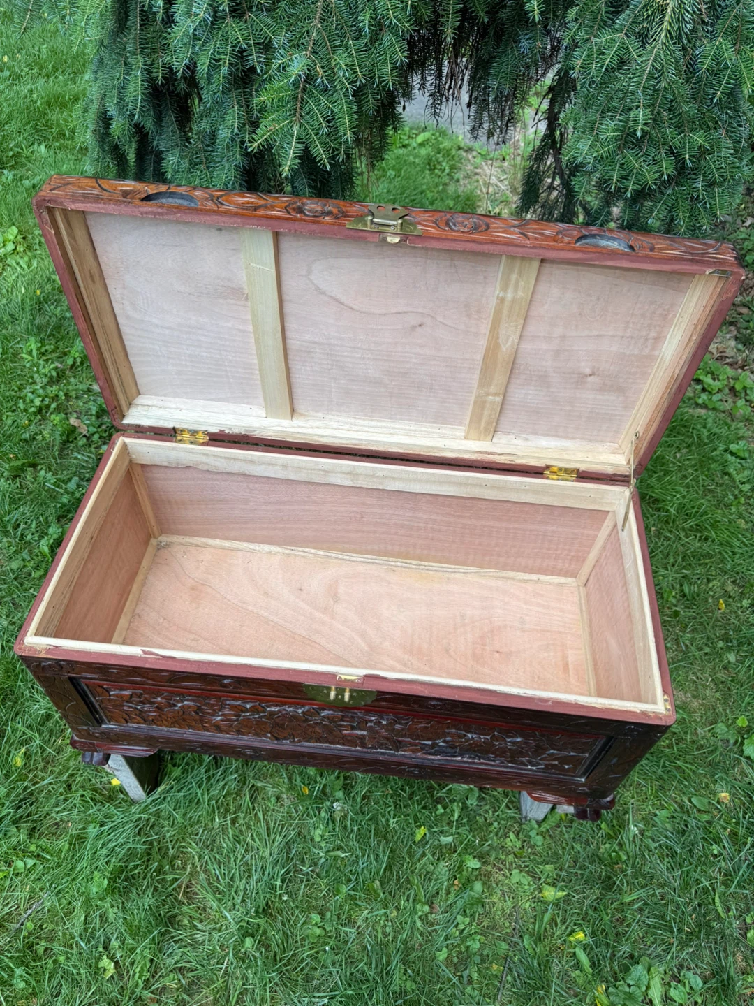 Vintage Hand-Carved Chinese Camphor Wood Chest - photo 5