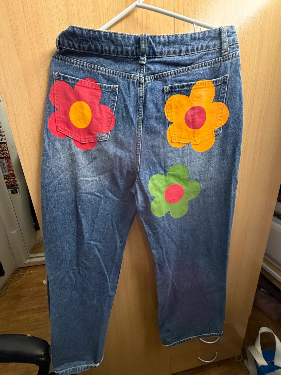 Custom Flower Patch Denim Jeans